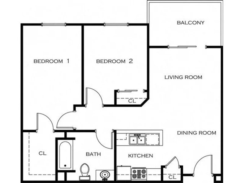 Cambridge Heights Senior Apartments Floor Plan 2x1