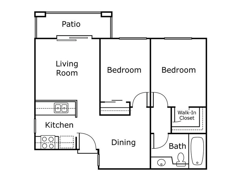 Harmony Park Apartments Floor Plan 2x1