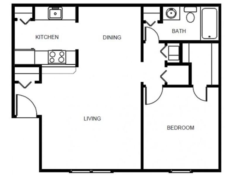 1 Bedroom floor plan at Canebreak Apartments