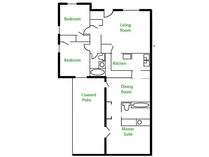 3 Bedroom 2 Bathroom Floorplan at Park Shadows