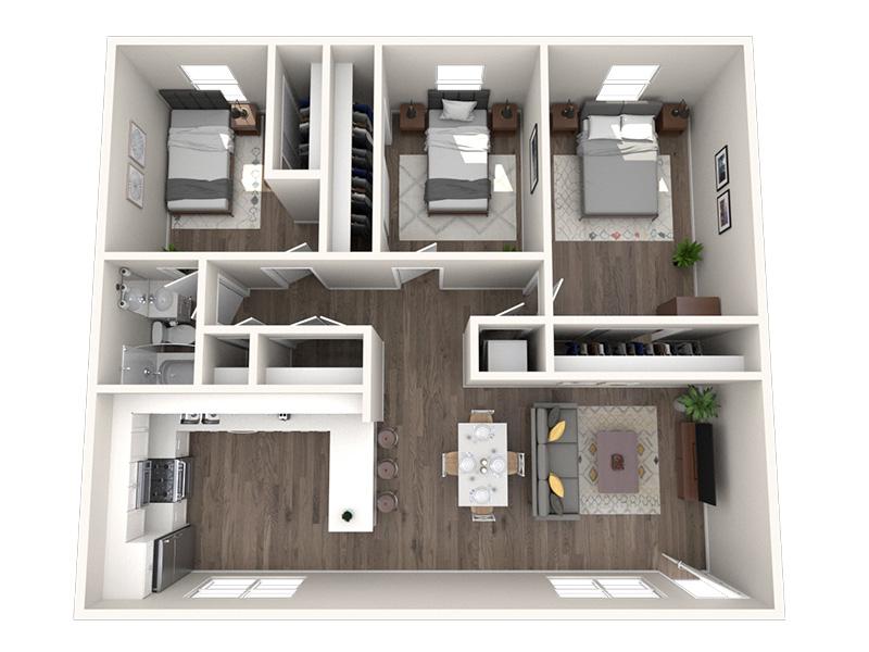 3x1 Floorplan at The Finley Apartment Homes