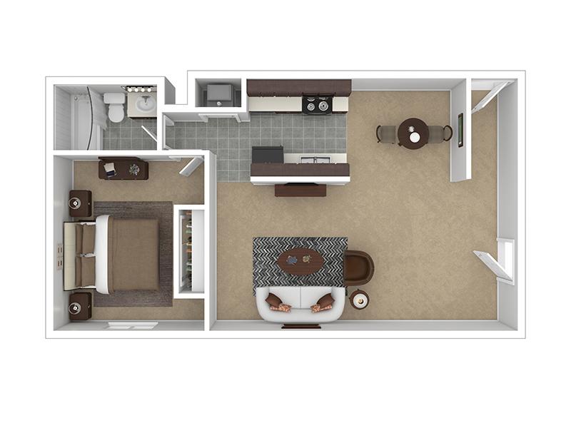 View floor plan image of 1x1L apartment available now