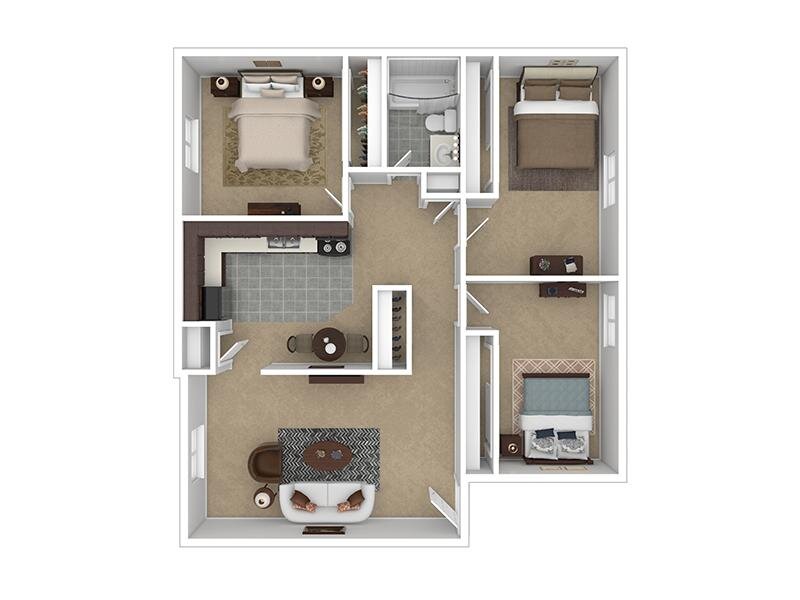 3x1 floor plan at White Mountain Apartments