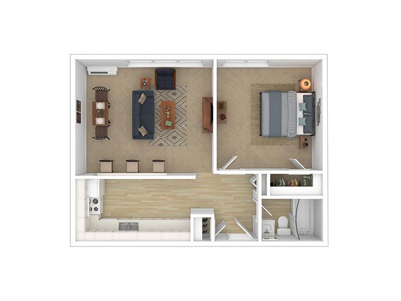 1x1 608 Floorplan at Foxhill