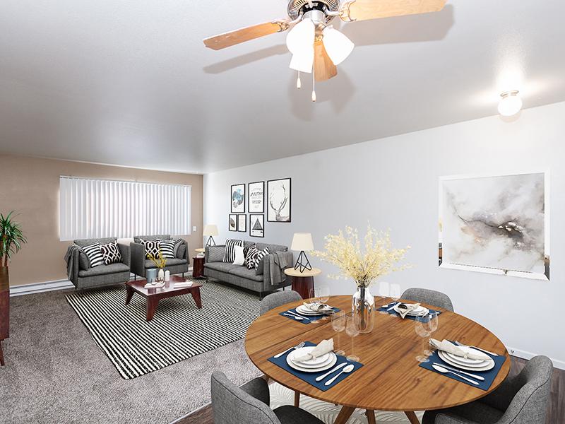 Living Room and Dining Room | Foxhill Apartments in Casper, WY