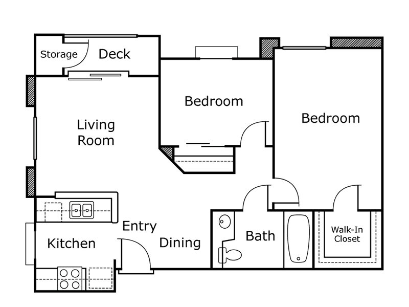 Seasons II Senior Apartments Floor Plan 2x1