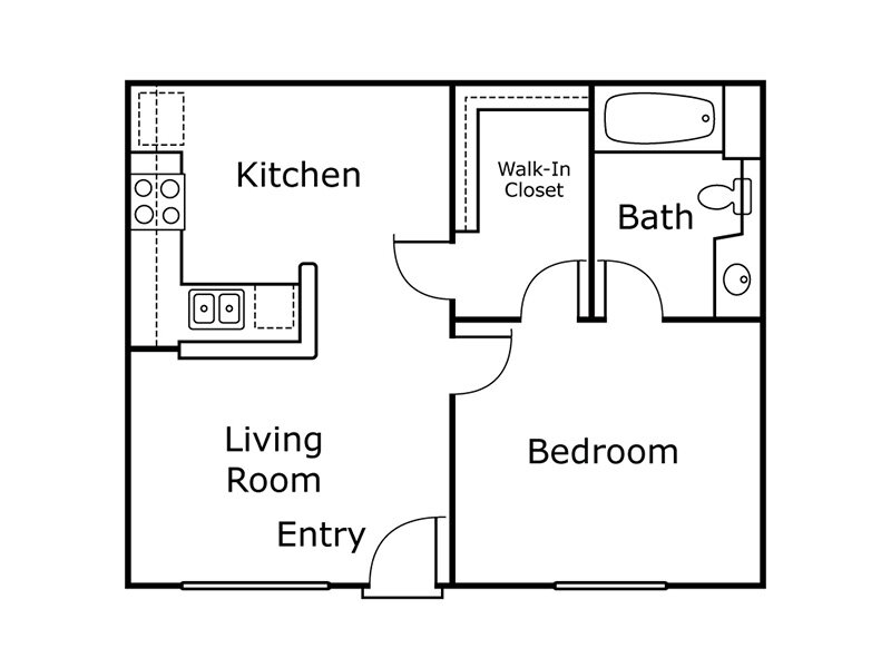 1x1A floor plan at Seasons II Senior Apartments