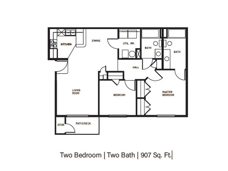 2 Bedroom A Floor Plan at Sundance Apartments WY