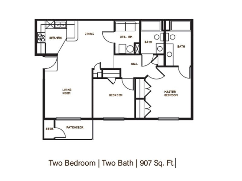 2 Bedroom B Floor Plan at Sundance Apartments WY
