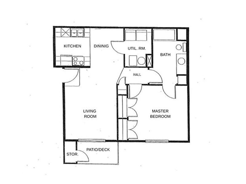 1 Bedroom A Floor Plan at Sundance Apartments WY
