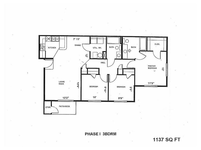 3 Bedroom A Floor Plan at Sundance Apartments WY