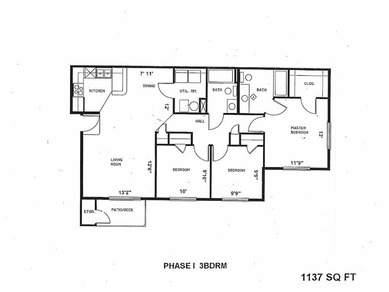 3 Bedroom B Floor Plan at Sundance Apartments WY