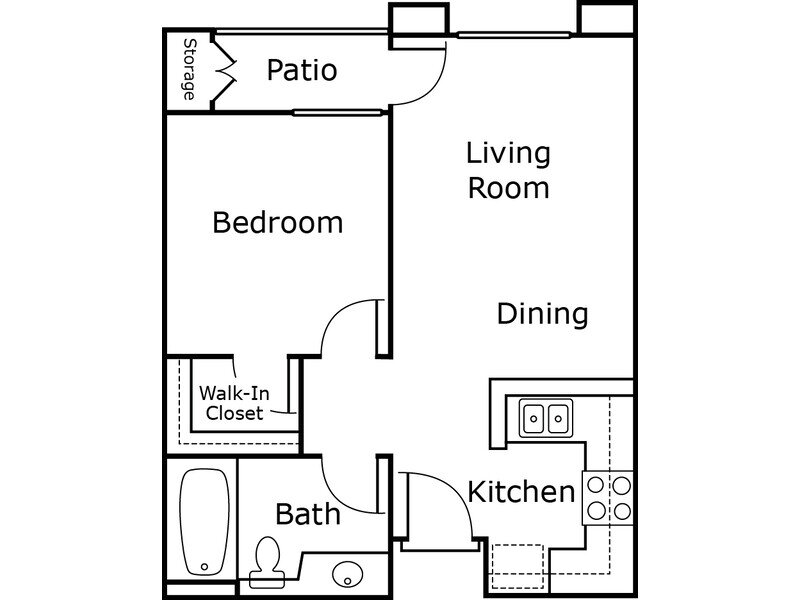 View floor plan image of 1x1 apartment available now