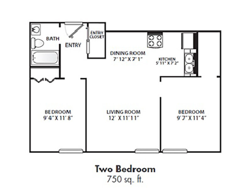 View floor plan image of 2 Bedroom apartment available now