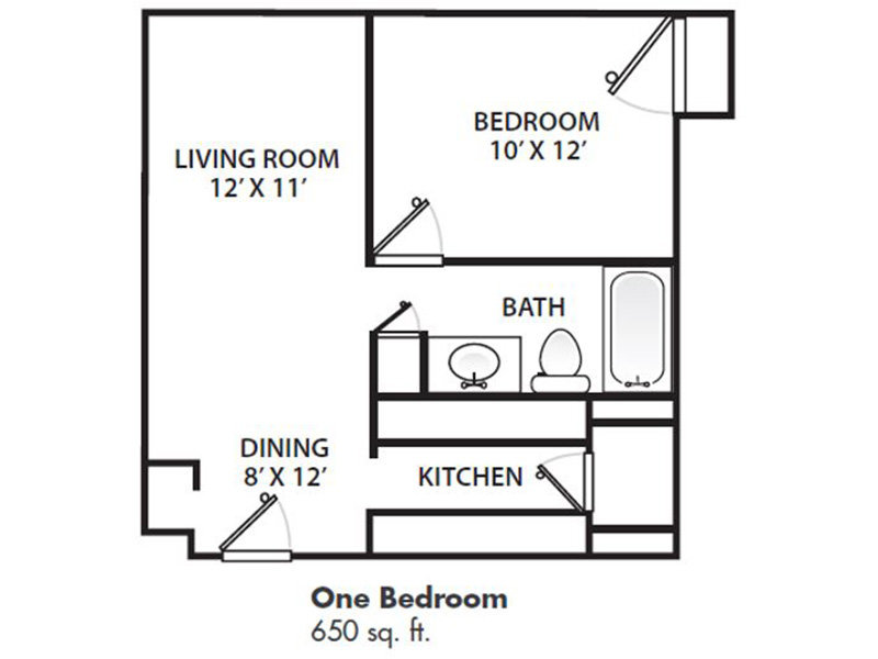 Spring Creek Apartments Floor Plan 1 Bedroom 1 Bathroom