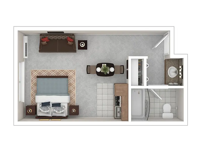 Studio floor plan at Vivo Living Omaha