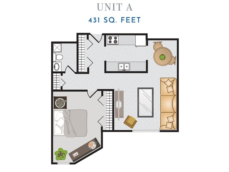 Rivertown Commons Apartments Floor Plan 1x1