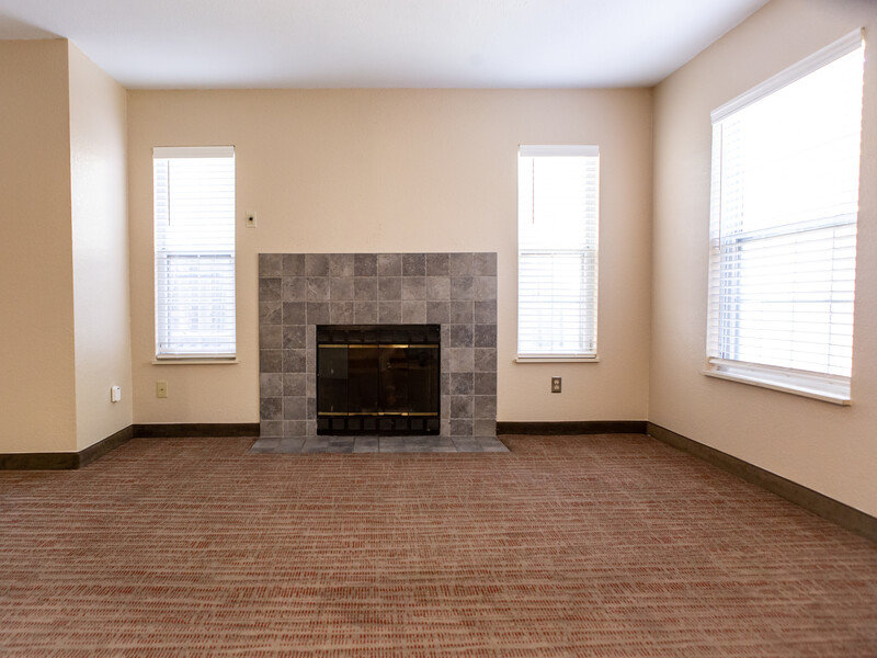 Living Room with Fireplace | Vivo Living South Bend Apartments