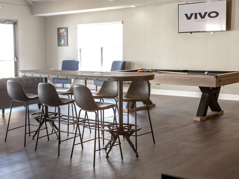 Pool Table and Seating | Vivo Living South Bend Apartments