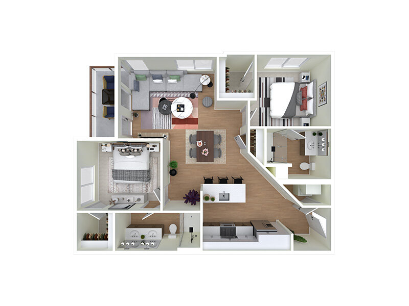 Our D2 is a 2 Bedroom, 2 Bathroom Apartment