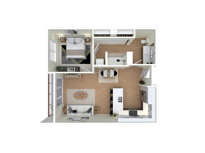 Our A2 is a 1 Bedroom, 1 Bathroom Apartment