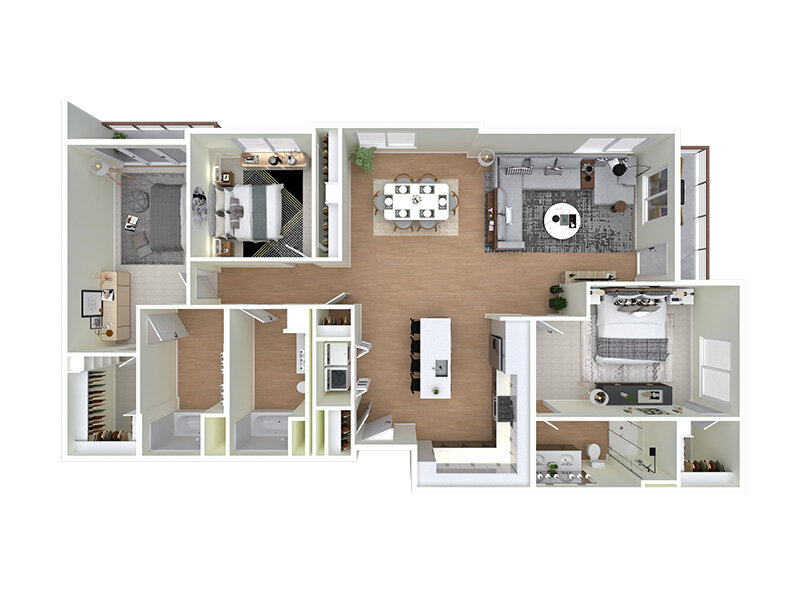 Our C1 is a 3 Bedroom, 3 Bathroom Apartment