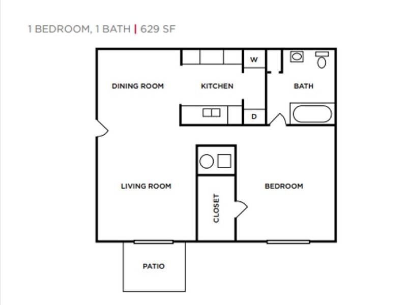 1x1 floor plan at Holiday Cove 
