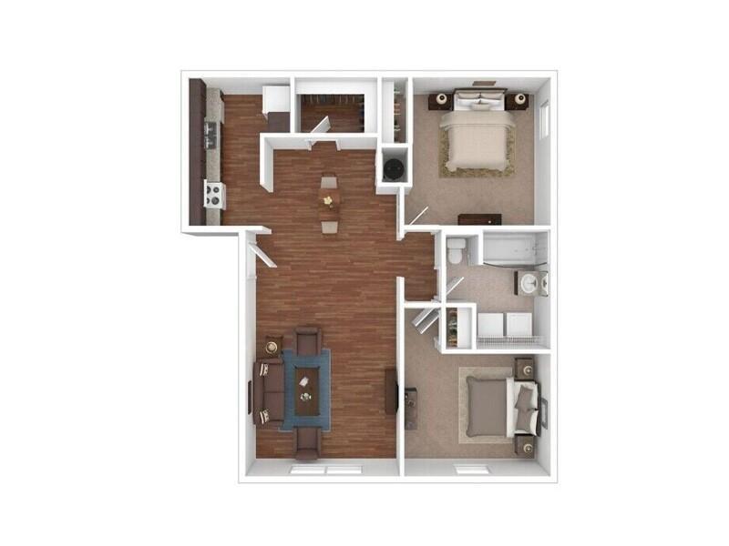2 Bedroom floor plan at Cumberland Oaks