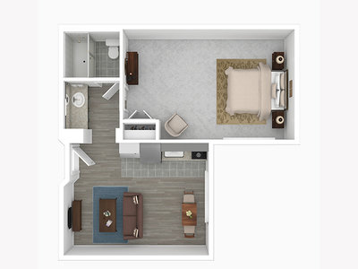 1x1F floor plan at Sunrise Station in Rancho Cordova, CA
