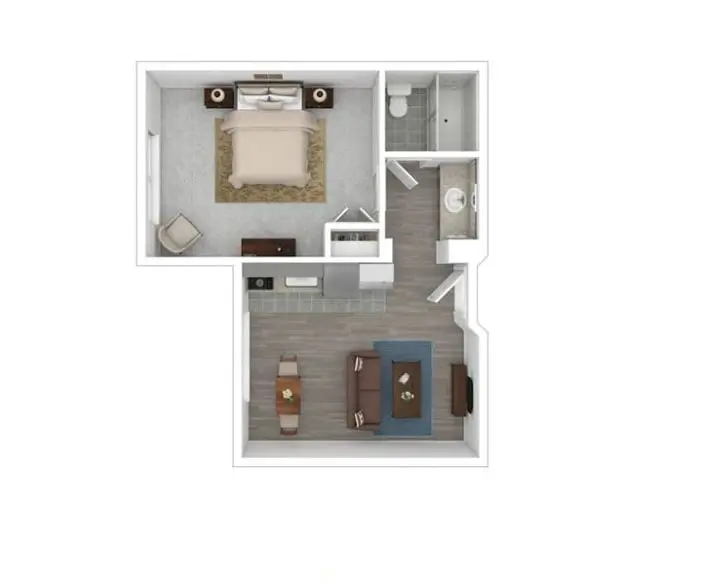 1x1 380 floor plan at Vivo Living Rancho Cordova