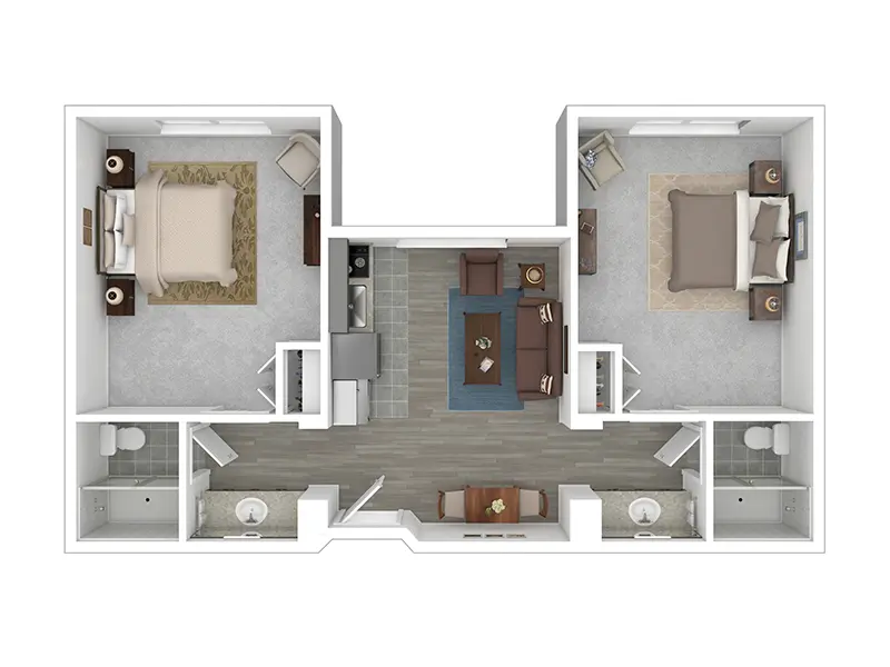 2x2 floor plan at Vivo Living Rancho Cordova