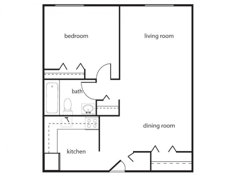 Lakeview Apartments Floor Plan 1 Bedroom