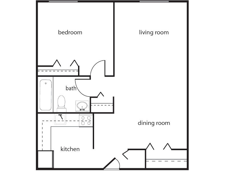 Lakeview Apartments Floor Plan 1 Bedroom