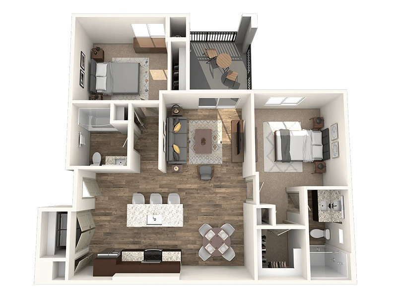 2x2-1048 Floorplan at The Landing at Fiesta Village