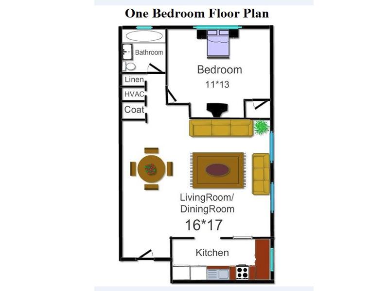 Parkwood Apartments Floor Plan 1 Bedroom