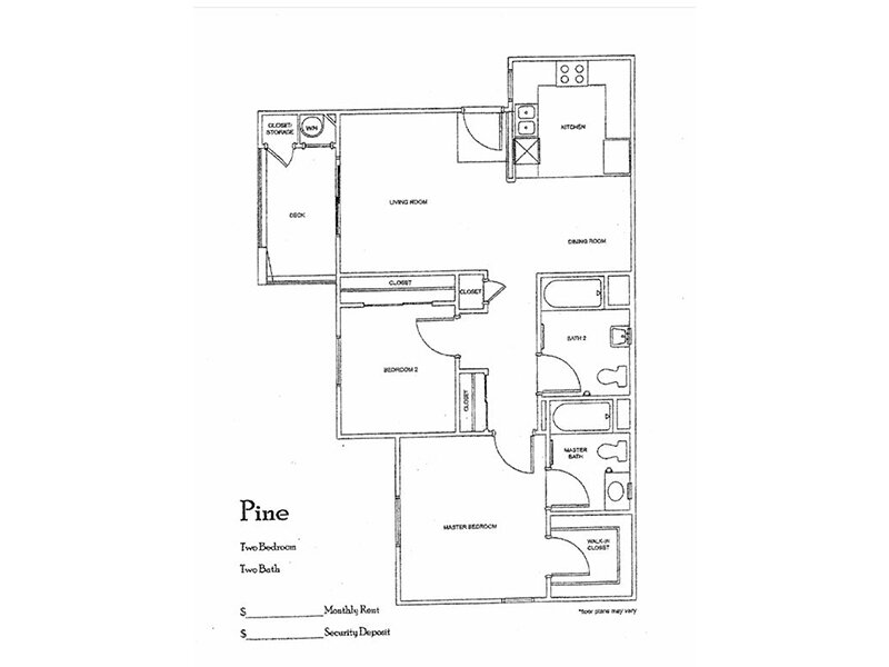 Park View Village Apartments Floor Plan 2x1