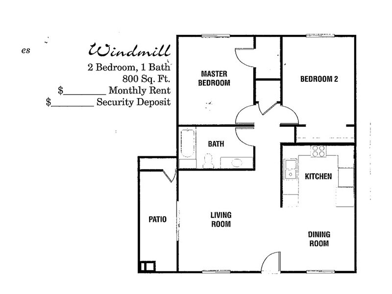 Washington Square Apartments Floor Plan 2x1