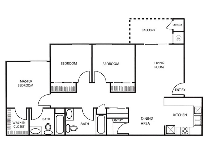 Sunny View Apartments Floor Plan 3x2