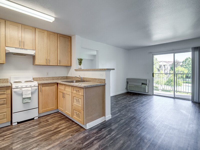 Kitchen & Living Room | Bay View Vista Senior Living Apartments