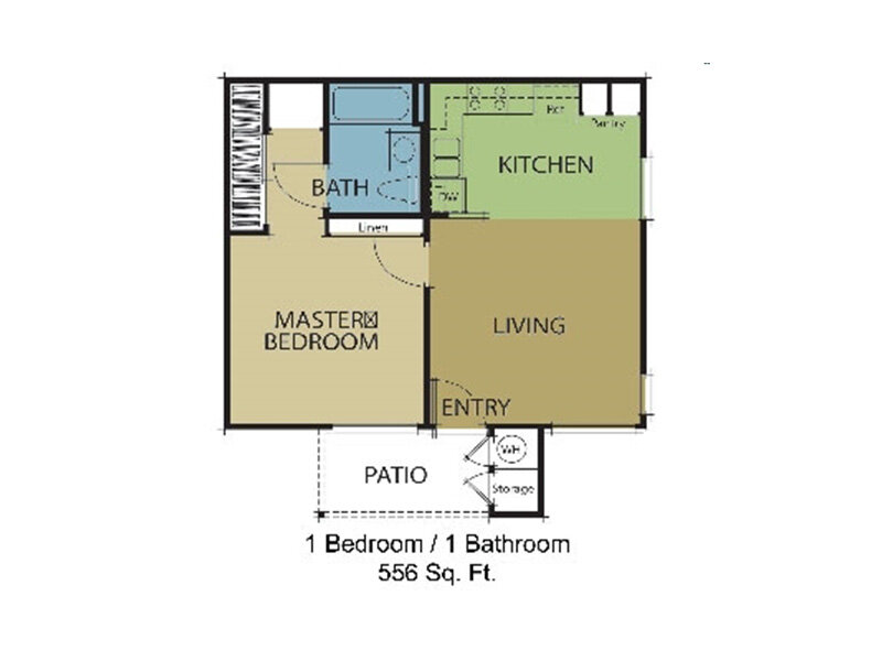 1x1 floor plan at Vintage Park Senior Apartments