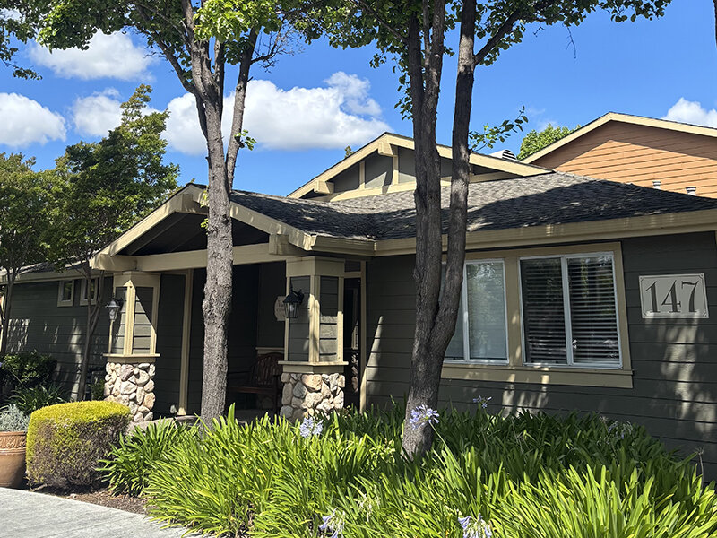 Exterior Views of Apartment Complex with Foliage | Vintage Senior Park
