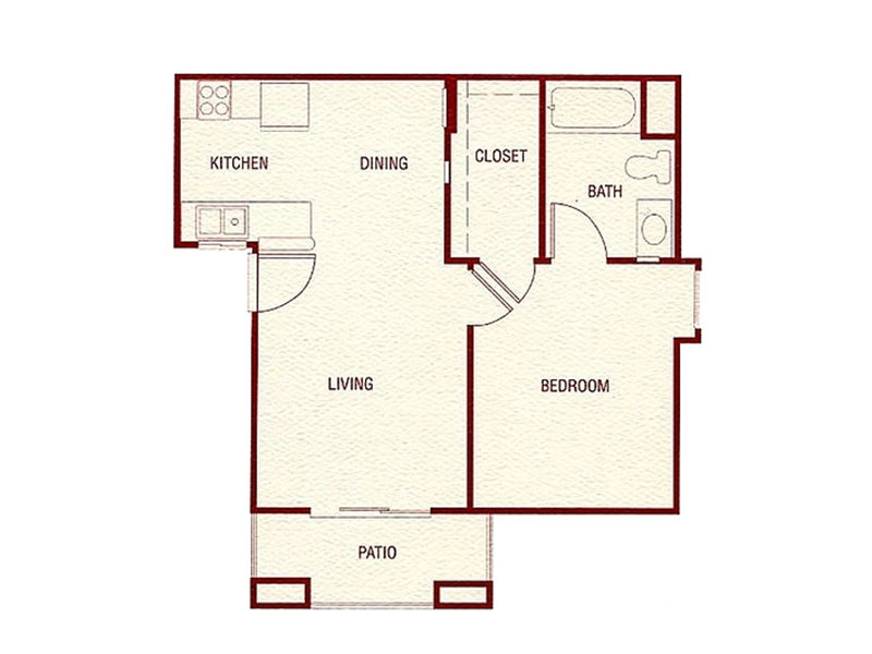 View floor plan image of 1x1 apartment available now