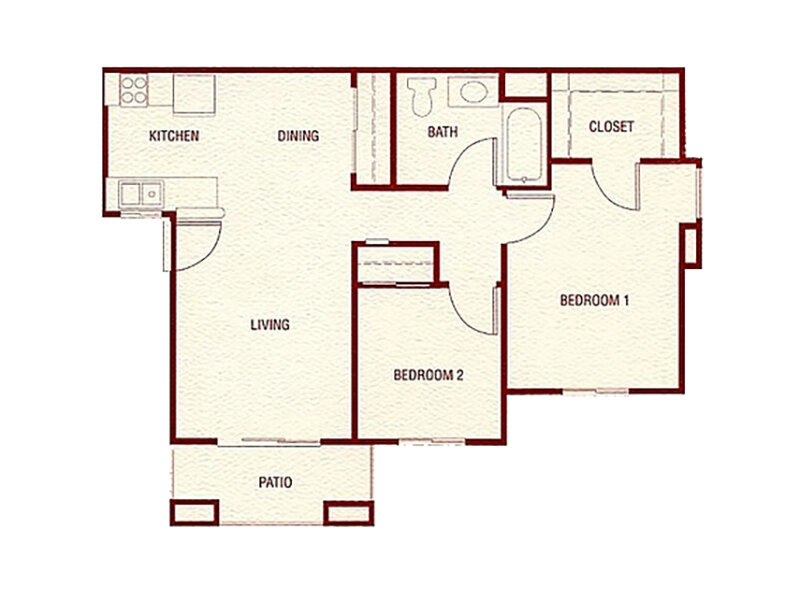 2x1 floor plan at Second Street Senior Apartments