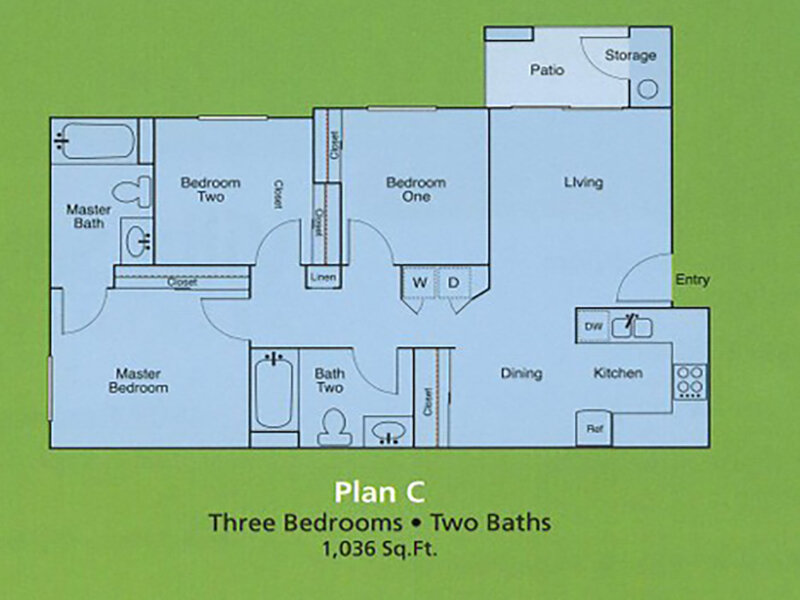3x2 floor plan at Stonegate Apartments