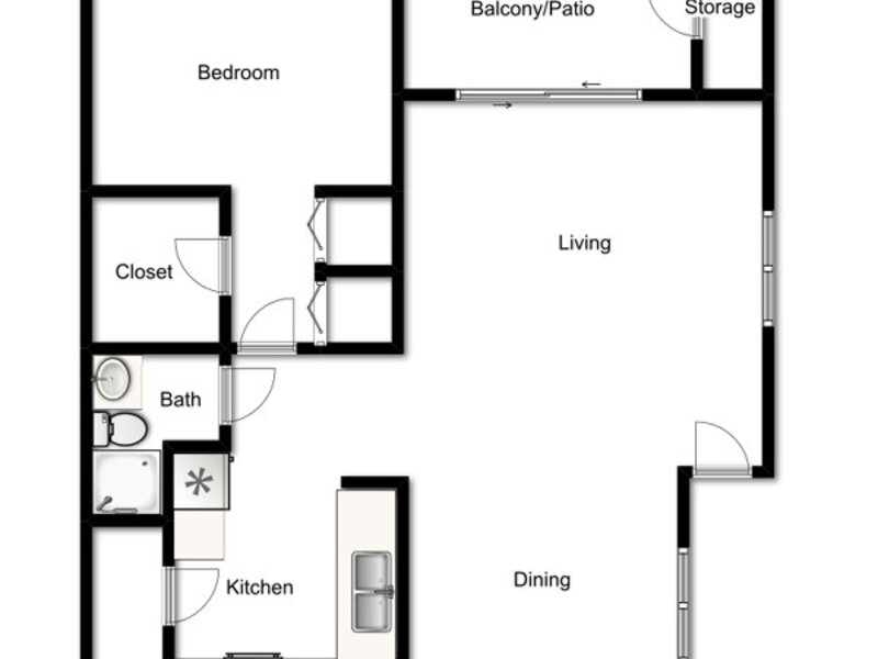 One Bedroom One Bath- 700 Sq. Ft
