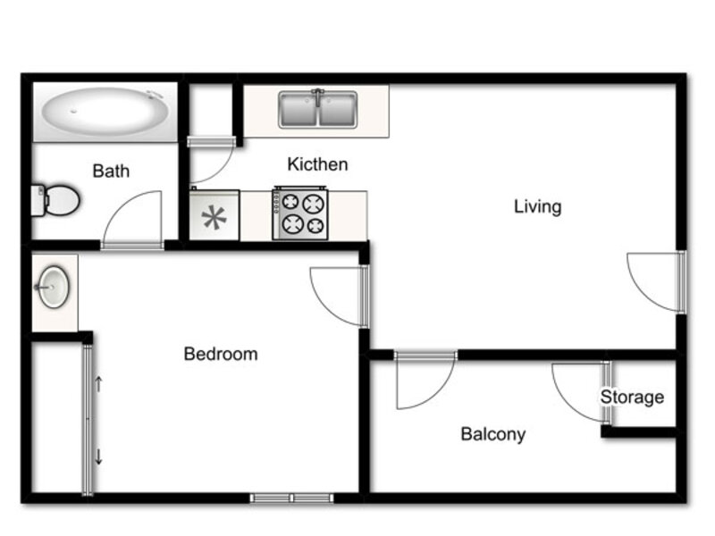 Renovated One Bedroom One Bath- 500 Sq. Ft.