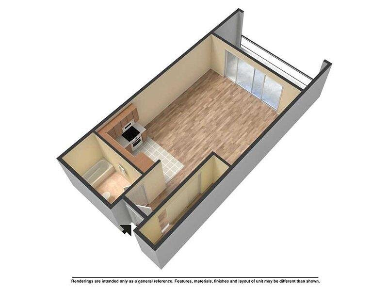 Studio floor plan at Sunset Terrace Apartments