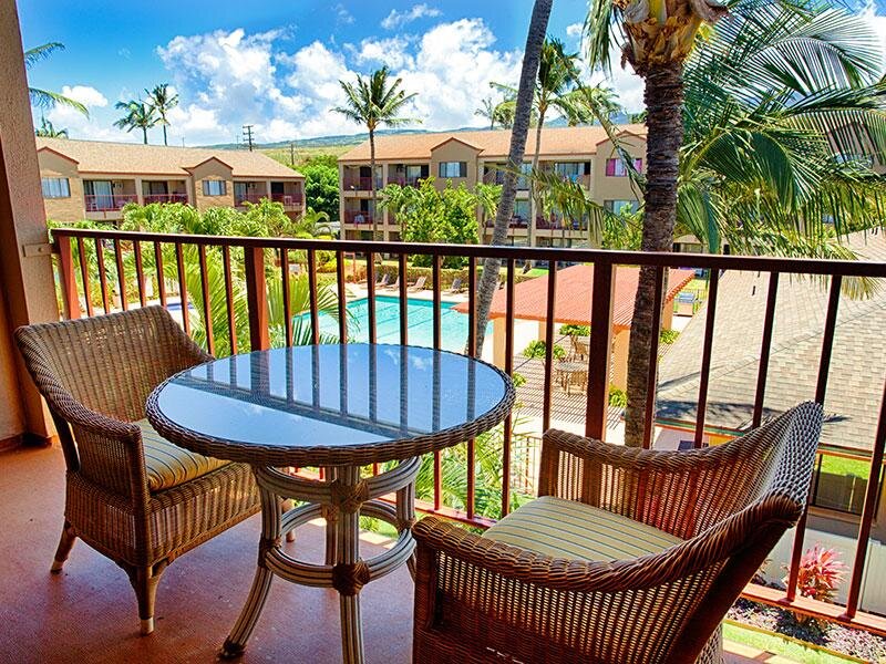 Balcony | Sunset Terrace Apartments in Lahaina, HI