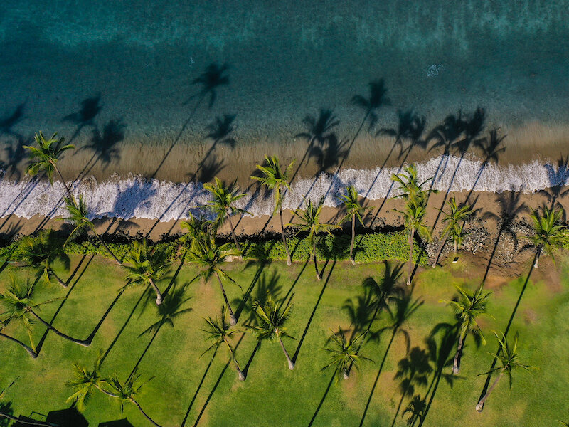 Aerial View of Beach near Sunset Terrace | Lahaina Apartments