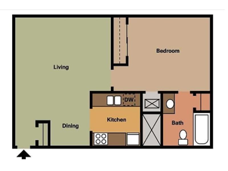 1 Bedroom Floorplan at Azalea Park